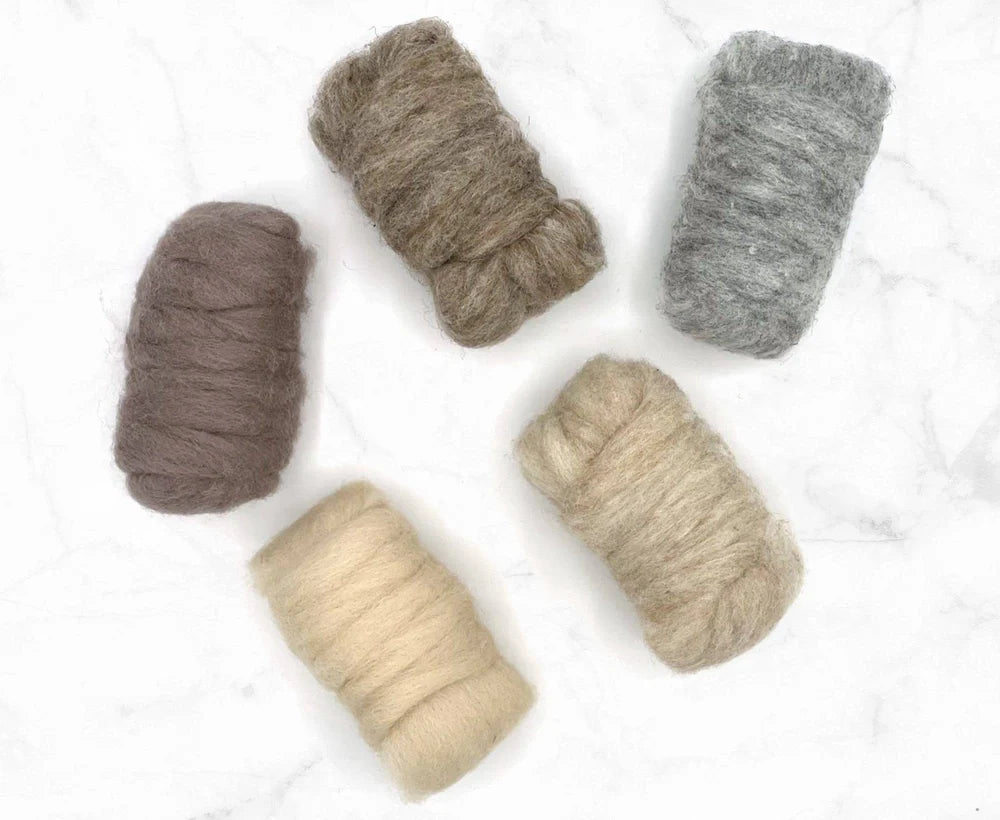 Muted Tones Carded Sliver Mixed Bag Corriedale Wool