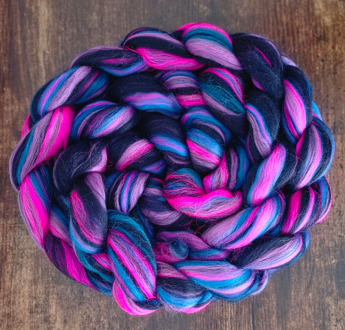 Tokyo Twilight Merino Wool 6 Oz Braid Fiber for Spinning or Felting