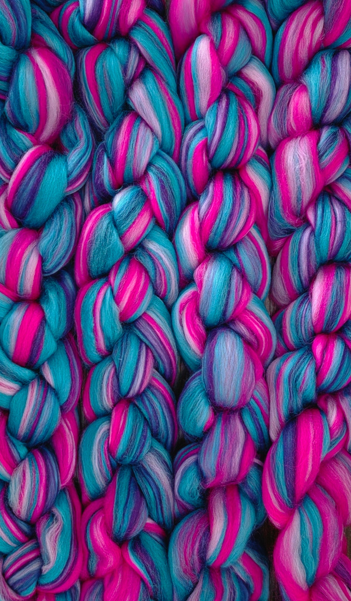 Bubblegum Surprise Merino Wool 6 oz Wool Fiber Braid