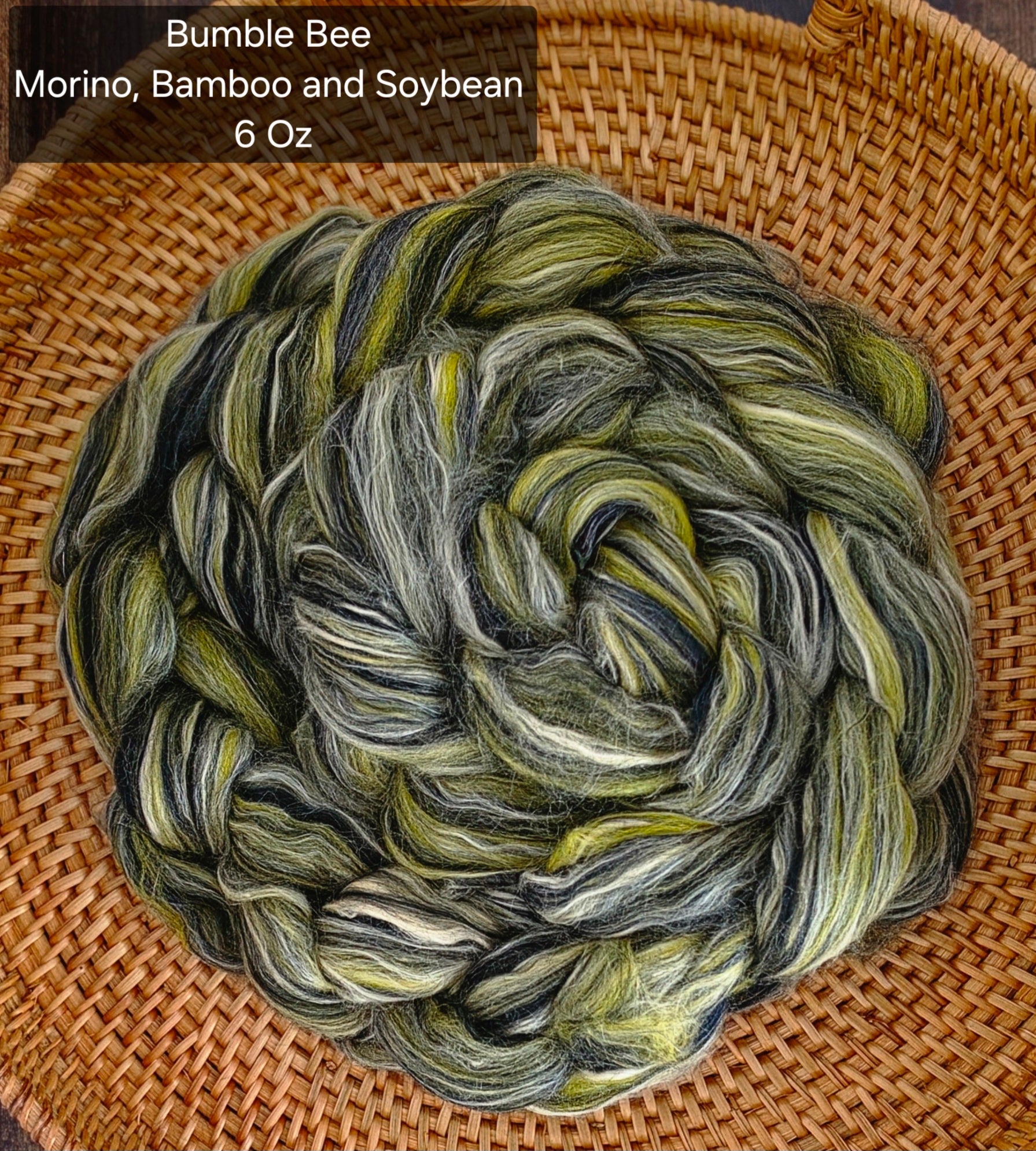 Bumble Bee Merino Bamboo and Soybean 6 oz Wool Fiber Braid – Eggnog ...