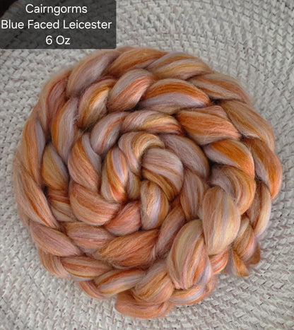 Cairngorms Blue Faced Leicester 6 Oz Wool Fiber Braid BFL