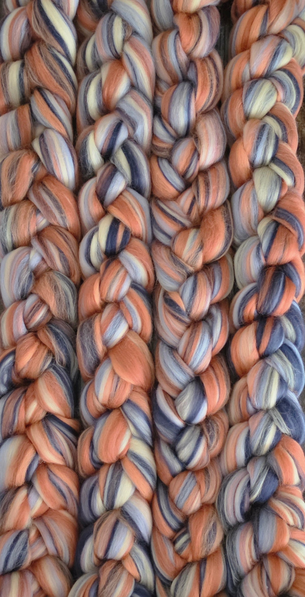 California Sunset Merino Wool and Superwash Merino Wool 6 Ounce Wool Fiber Braid