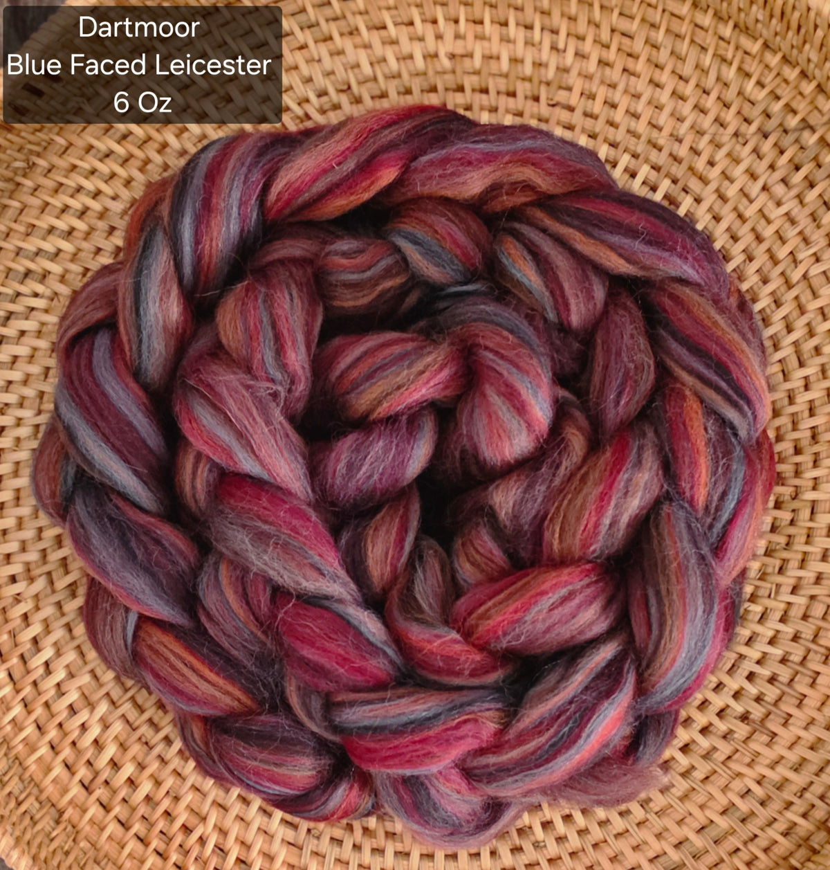 Dartmoor BFL 6 oz Wool Fiber Braid for Spinning or Felting Blue Faced Leicester