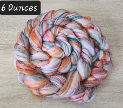 Harley's Dream Blended Roving Merino Wool Bamboo Stellina Blend and Sari Silk
