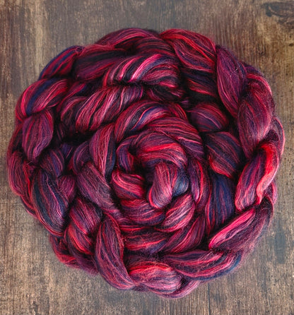 Jellyfish Sprite BFL and Mulberry Silk 6 Oz Wool Fiber Braid Blue Faced Leicester for Spinning or Felting