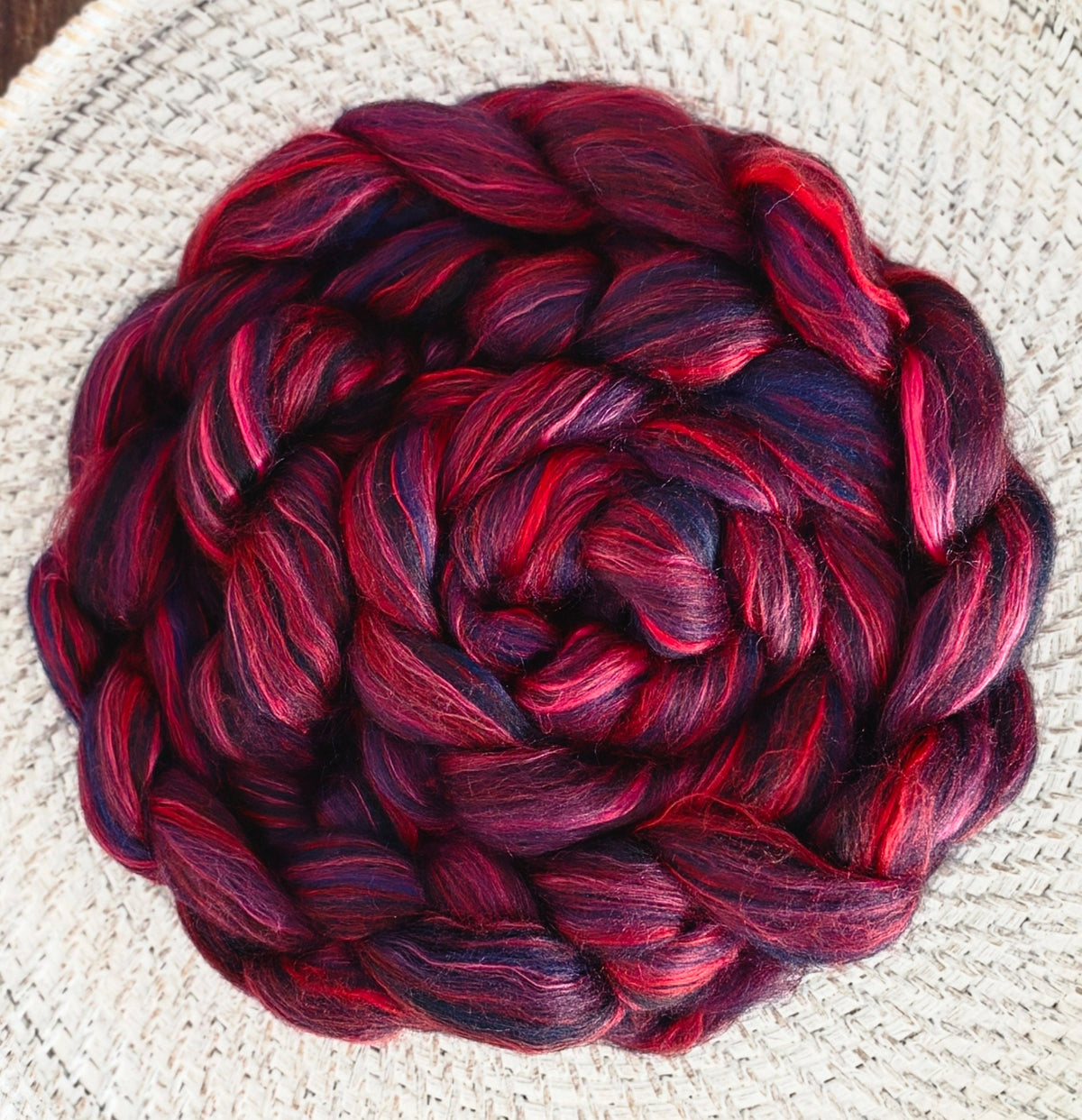 Jellyfish Sprite BFL and Mulberry Silk 6 Oz Wool Fiber Braid Blue Faced Leicester for Spinning or Felting