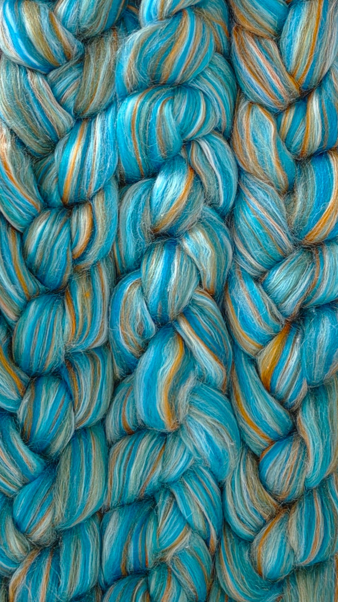Kingfisher Merino Wool and Tussah Silk 6 Ounce Wool Fiber Braid for Spinning or Felting