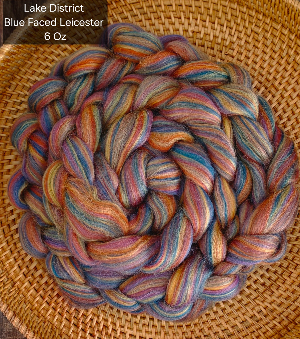 Lake District BFL 6 Ounce Wool Fiber Braid Blue Faced Leicester for Spinning or Felting
