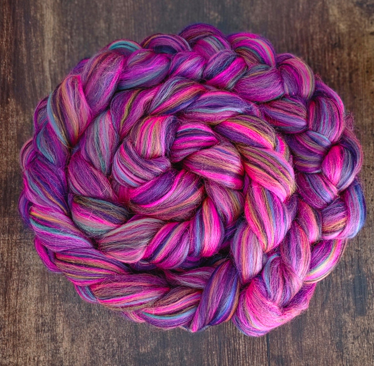 Miami Nights Merino Wool 6 Ounce Braid for Spinning or Felting