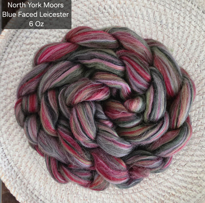 North York Moors BFL 6 Ounce Wool Fiber Braid Blue Faced Leicester for Spinning or Felting