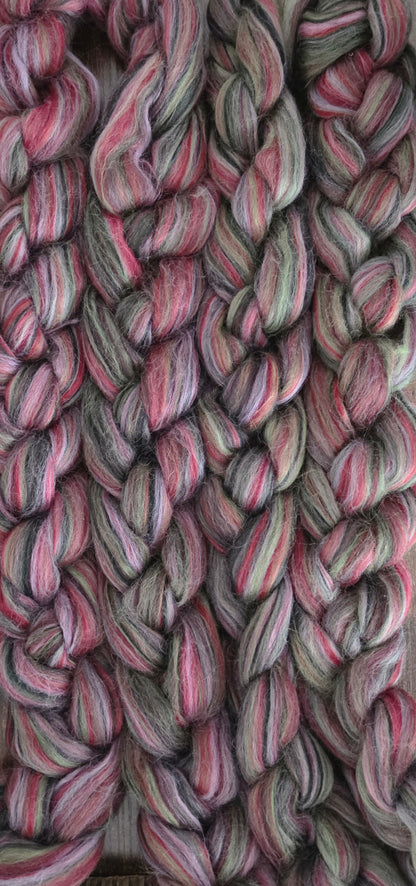 North York Moors BFL 6 Ounce Wool Fiber Braid Blue Faced Leicester for Spinning or Felting
