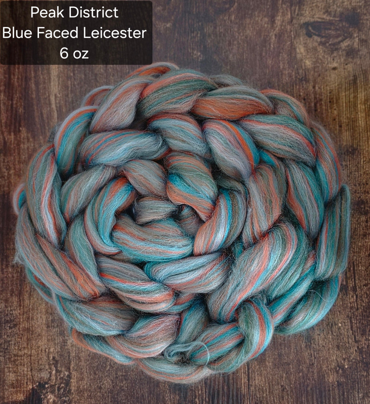 Peak District BFL 6 Ounce Wool Fiber Braid Blue Faced Leicester for Spinning or Felting