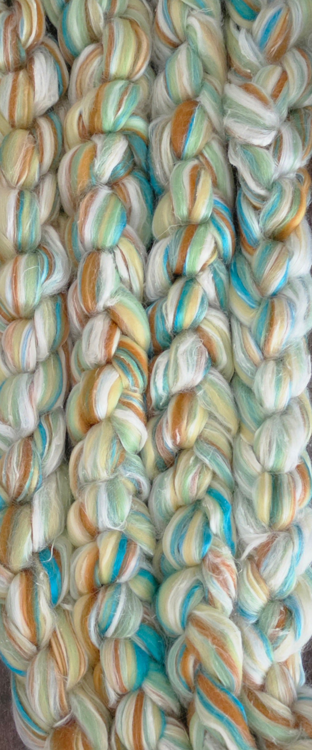 Pina Colada Merino Pineapple Mulberry Silk 6 Oz Braid Fiber for Spinning