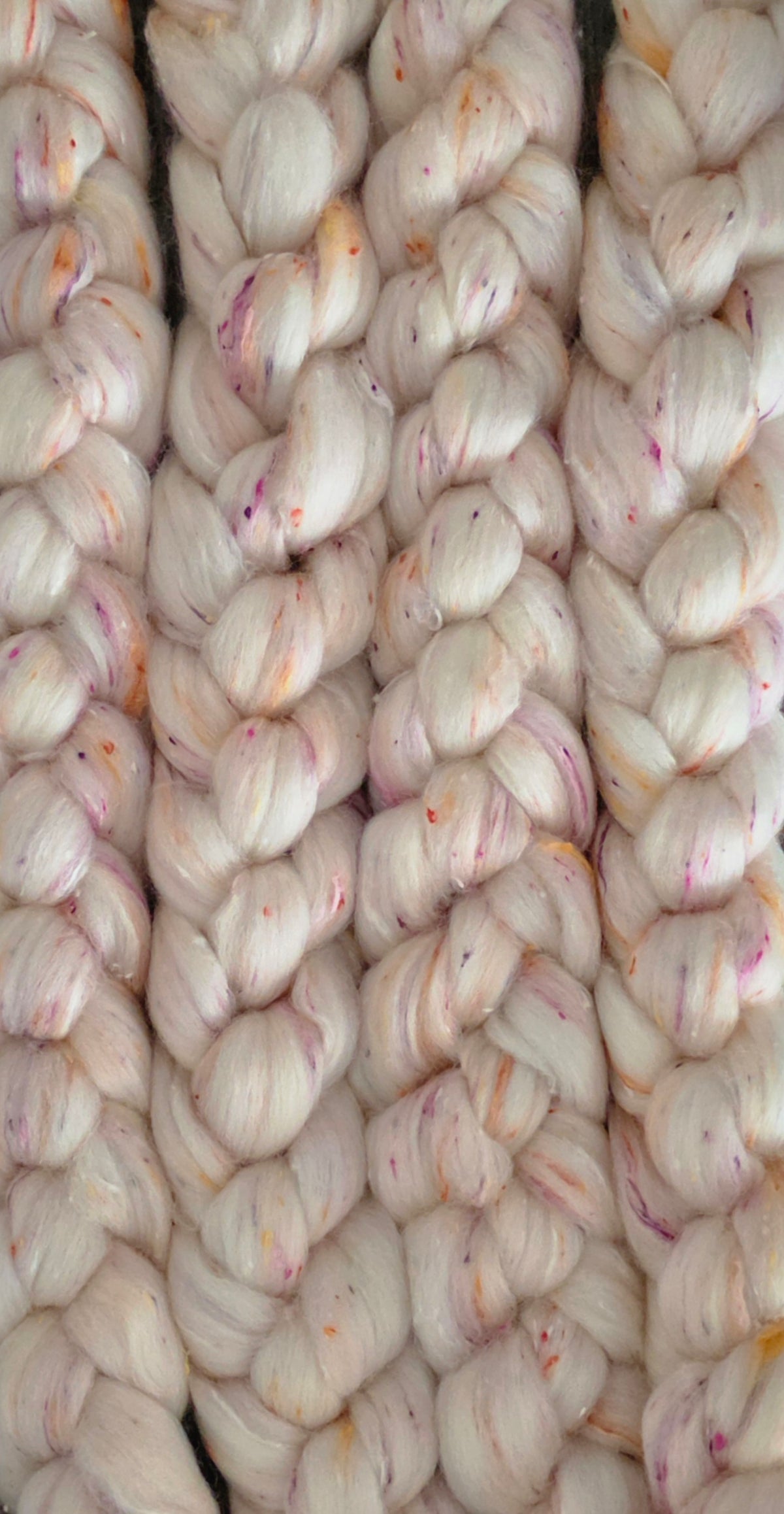 Rhubarb Crumble Polwarth Wool Viscose Nepp Blend 6 Oz Braid Fiber for Spinning or Felting