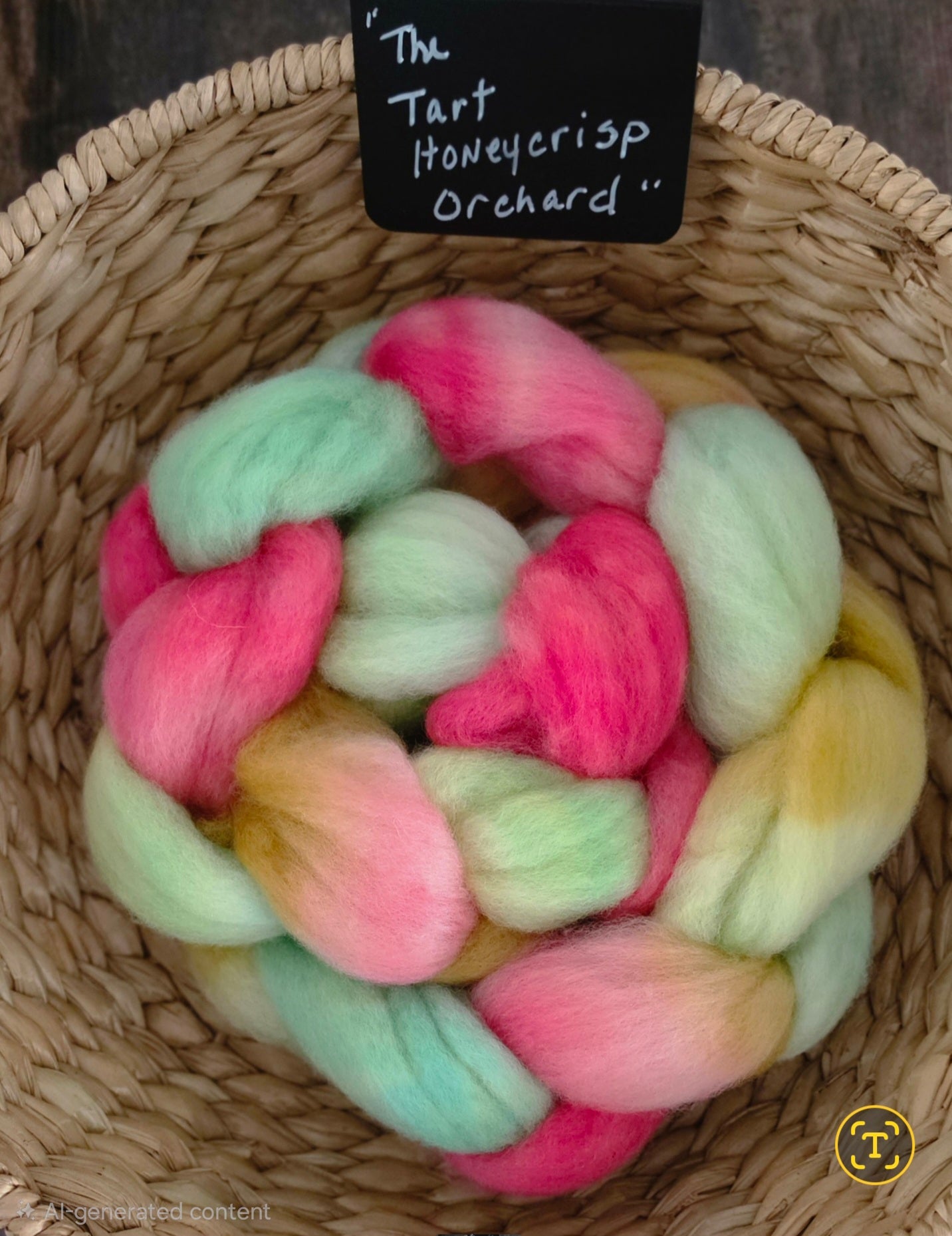 The Tart Honeycrisp Orchard BFL Wool Fiber Braid Blue Faced Leicester