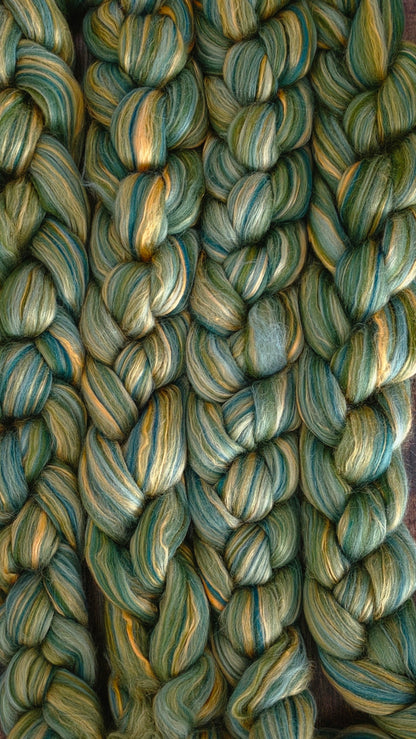 Stately Home Merino Wool and Mulberry Silk 6 Oz Braid Fiber for Spinning or Felting