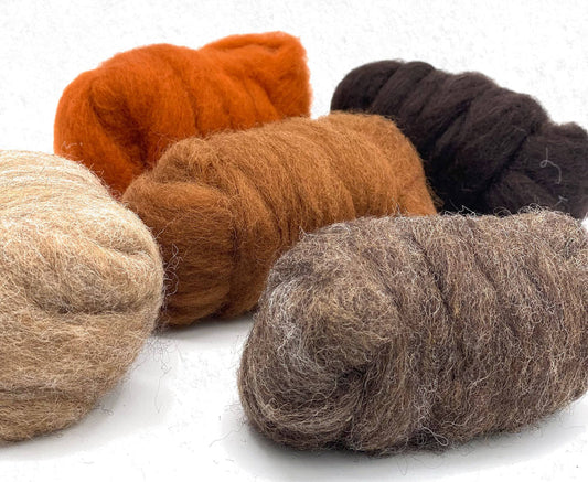 Tawny Tones Carded Sliver Mixed Bag Corriedale Wool