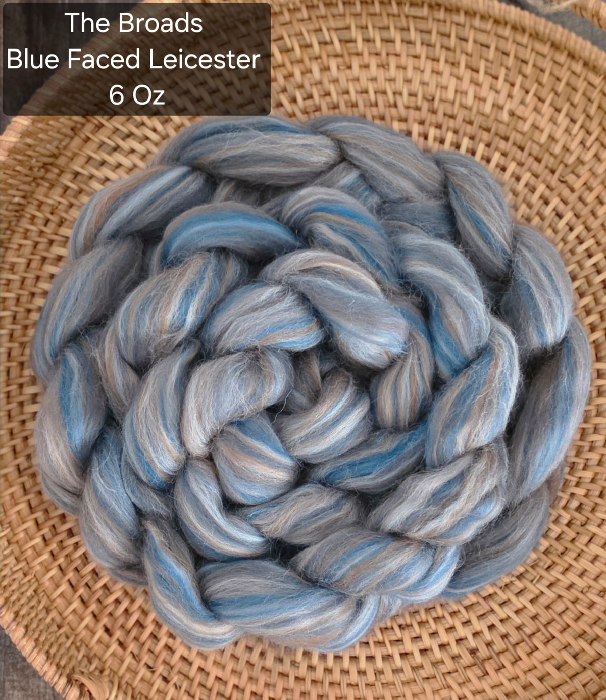The Broads BFL 6 oz Braid Blue Faced Leicester Wool Fiber for Spinning or Felting