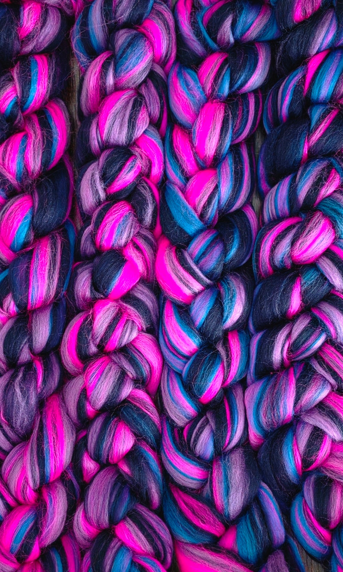 Tokyo Twilight Merino Wool 6 Oz Braid Fiber for Spinning or Felting