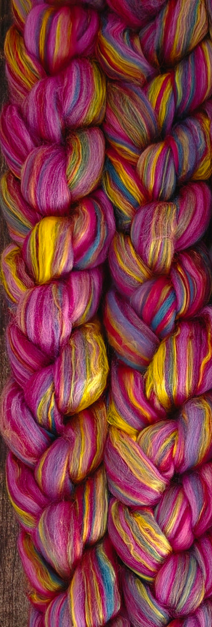 Twinkle Twinkle Merino Wool and Bamboo 6 Ounce Wool Fiber Braid for Spinning or Felting