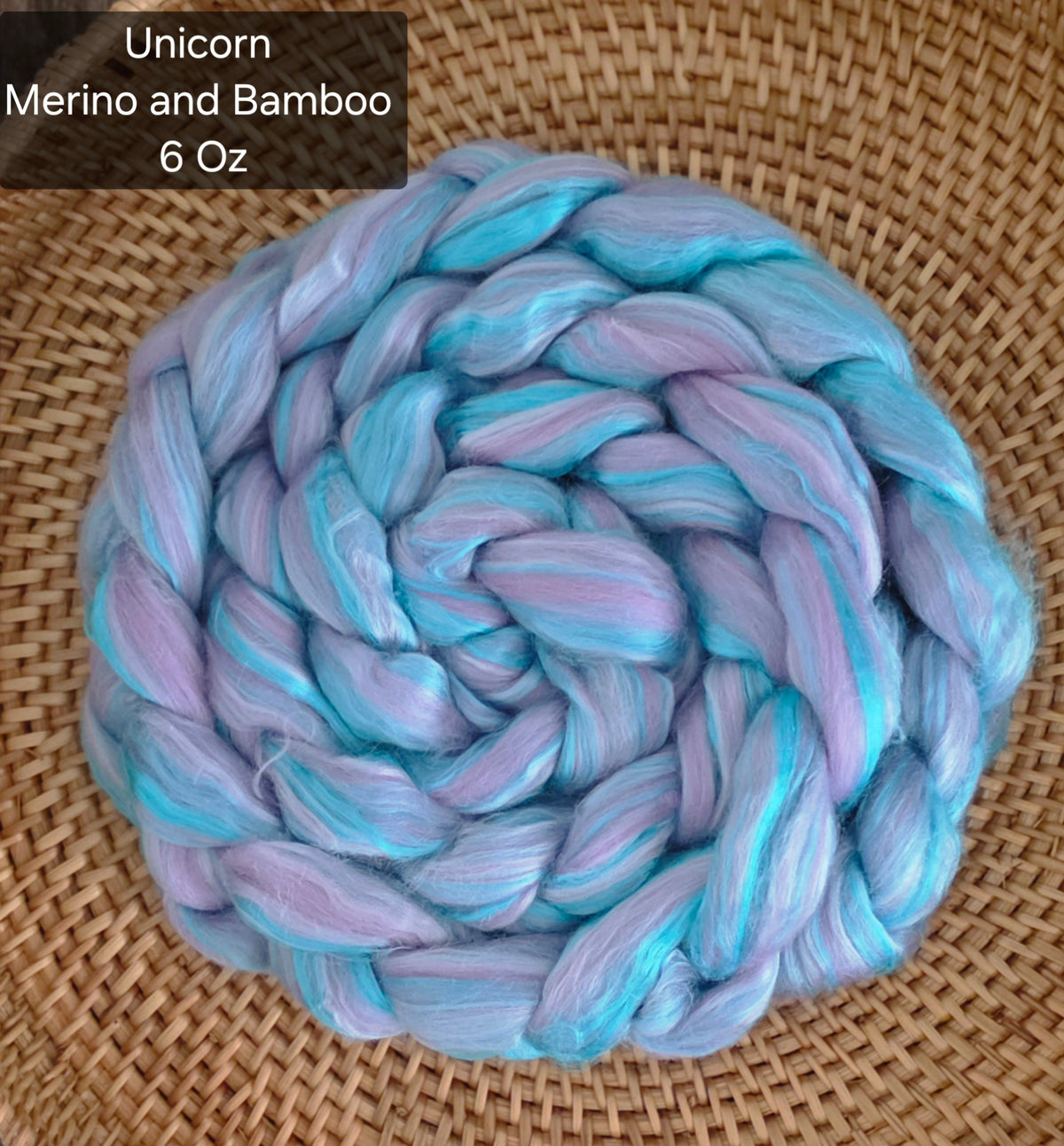 Unicorn Merino Wool and Bamboo 6 Ounce Braid Wool Fiber for Spinning or Felting