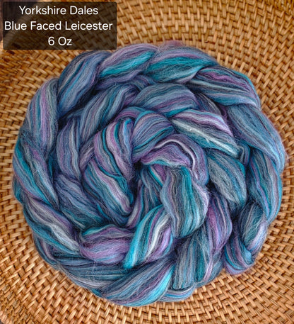 Yorkshire Dales BFL Wool 6 Ounce Braid Blue Faced Leicester Wool Fiber for Spinning or Felting